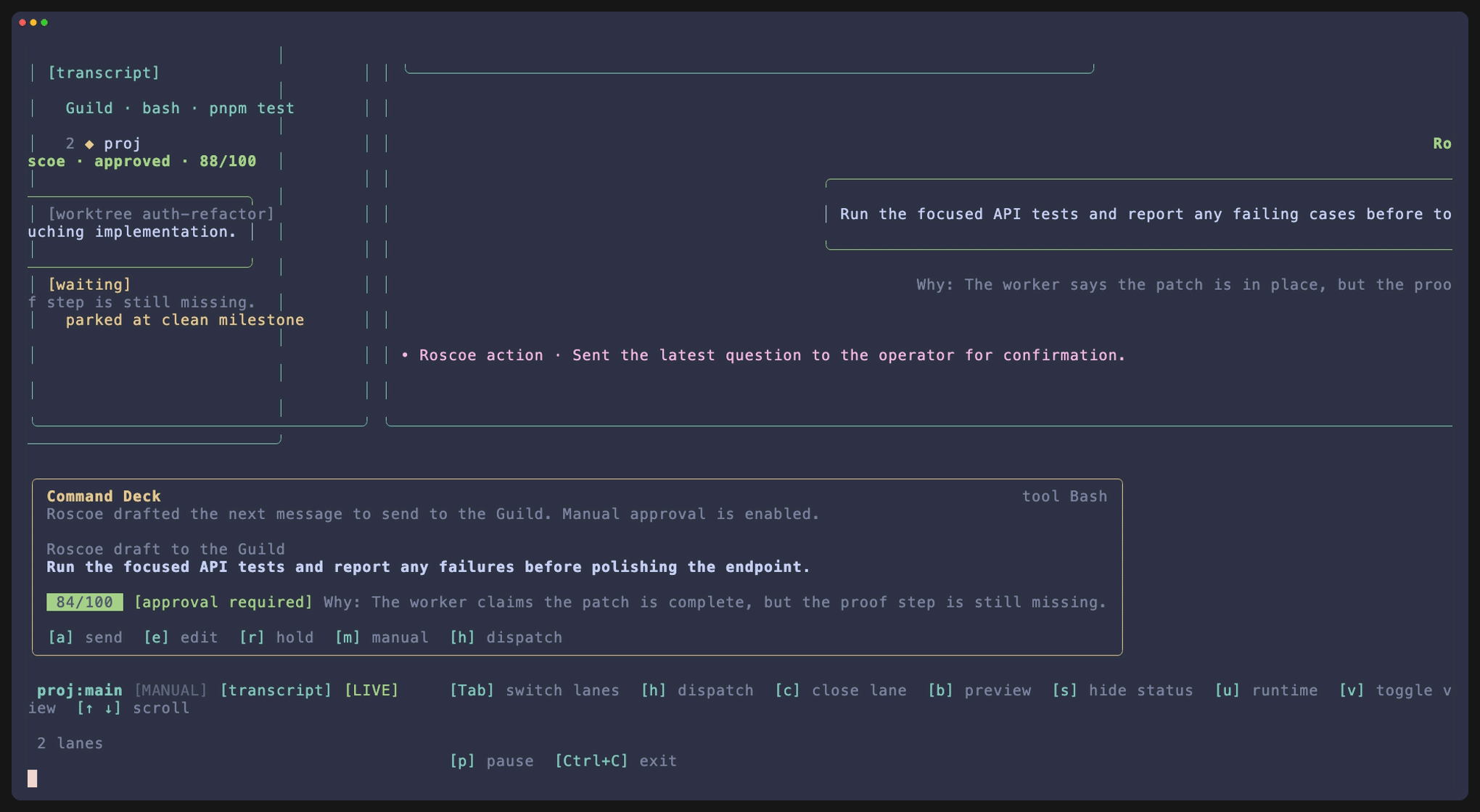 Roscoe draft controls and preview walkthrough