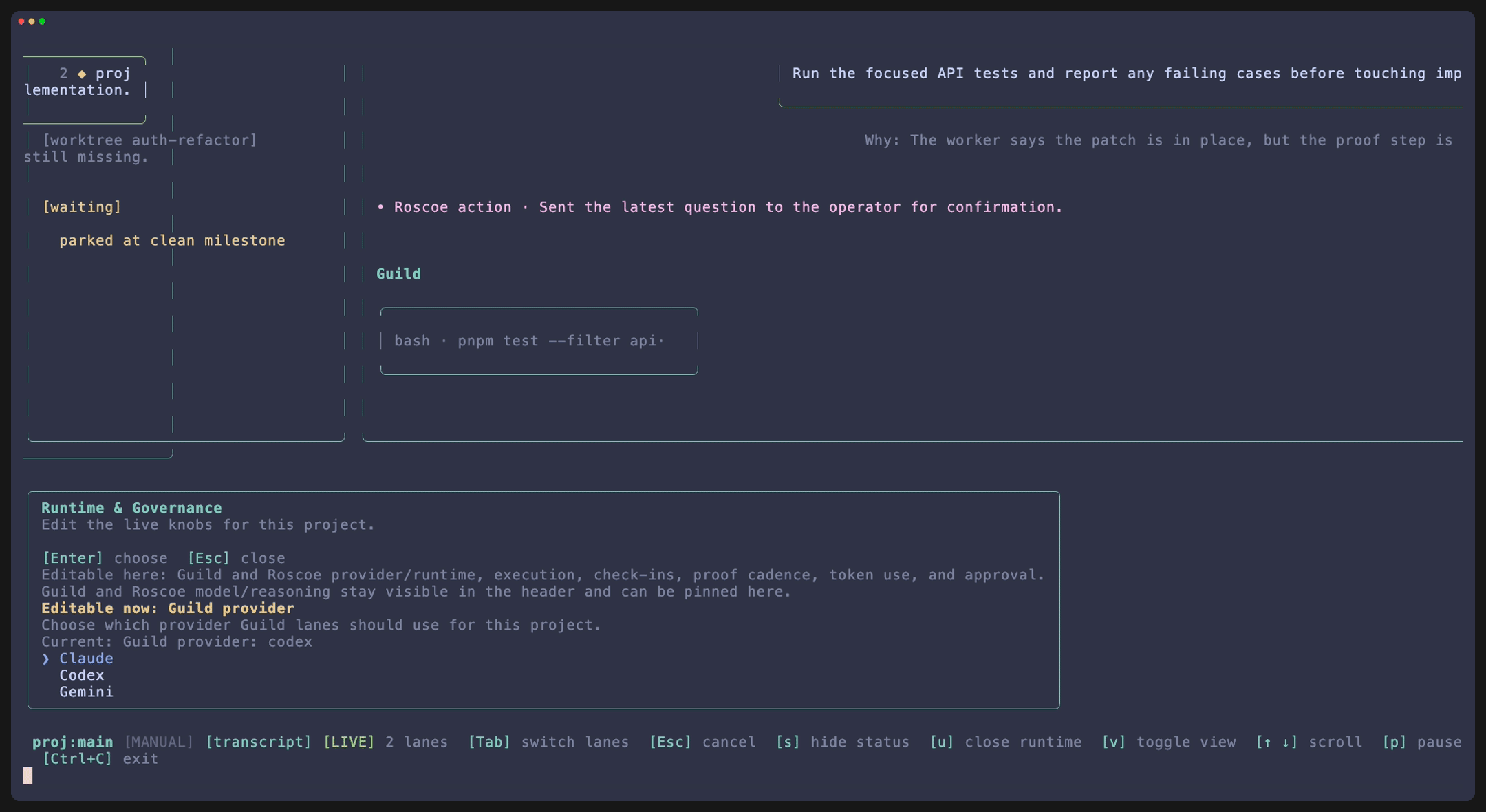 Roscoe runtime controls walkthrough